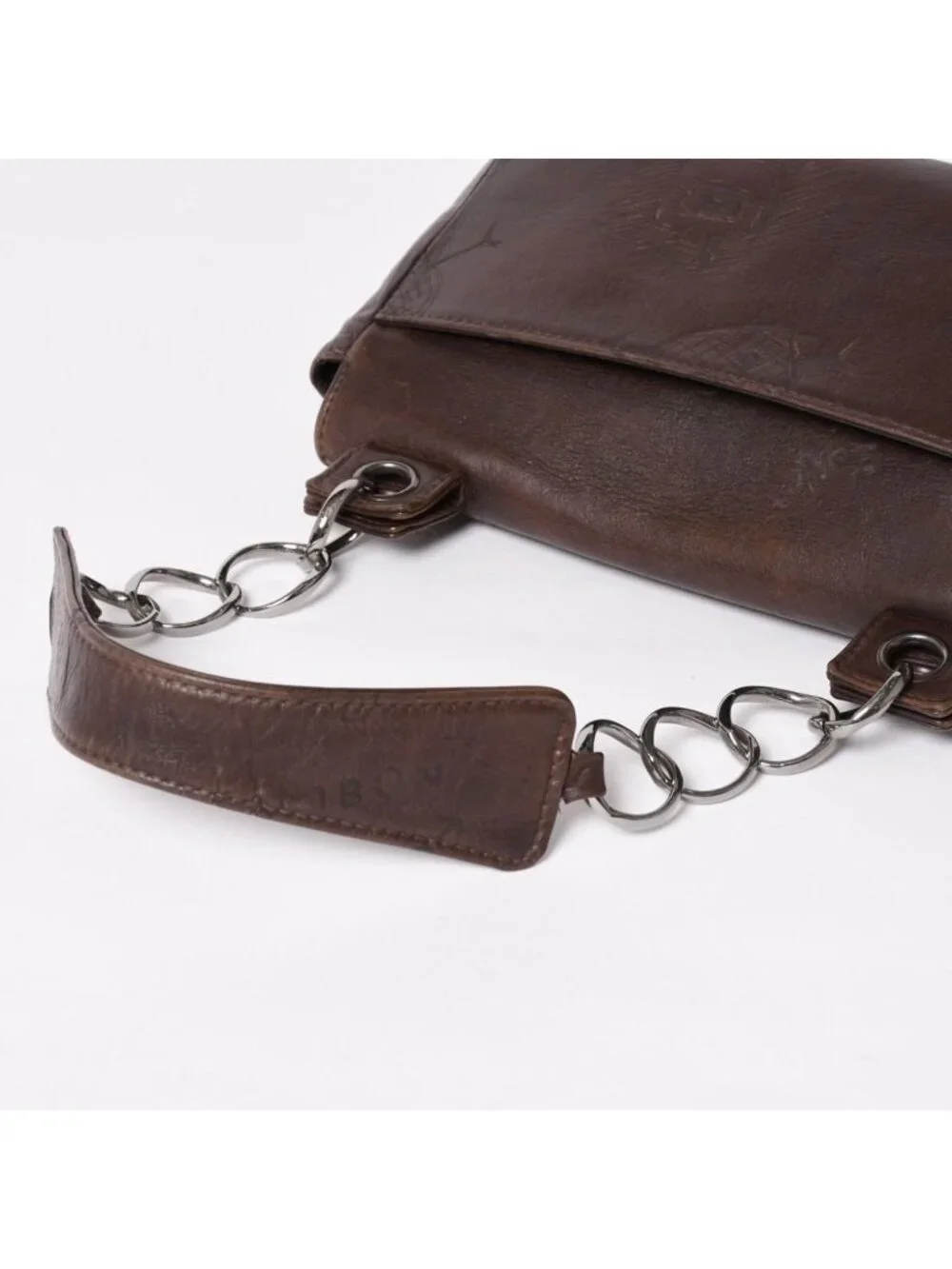 Chanel Chain Shoulder Bag Icon Motif Cruise Line Brown Silver
